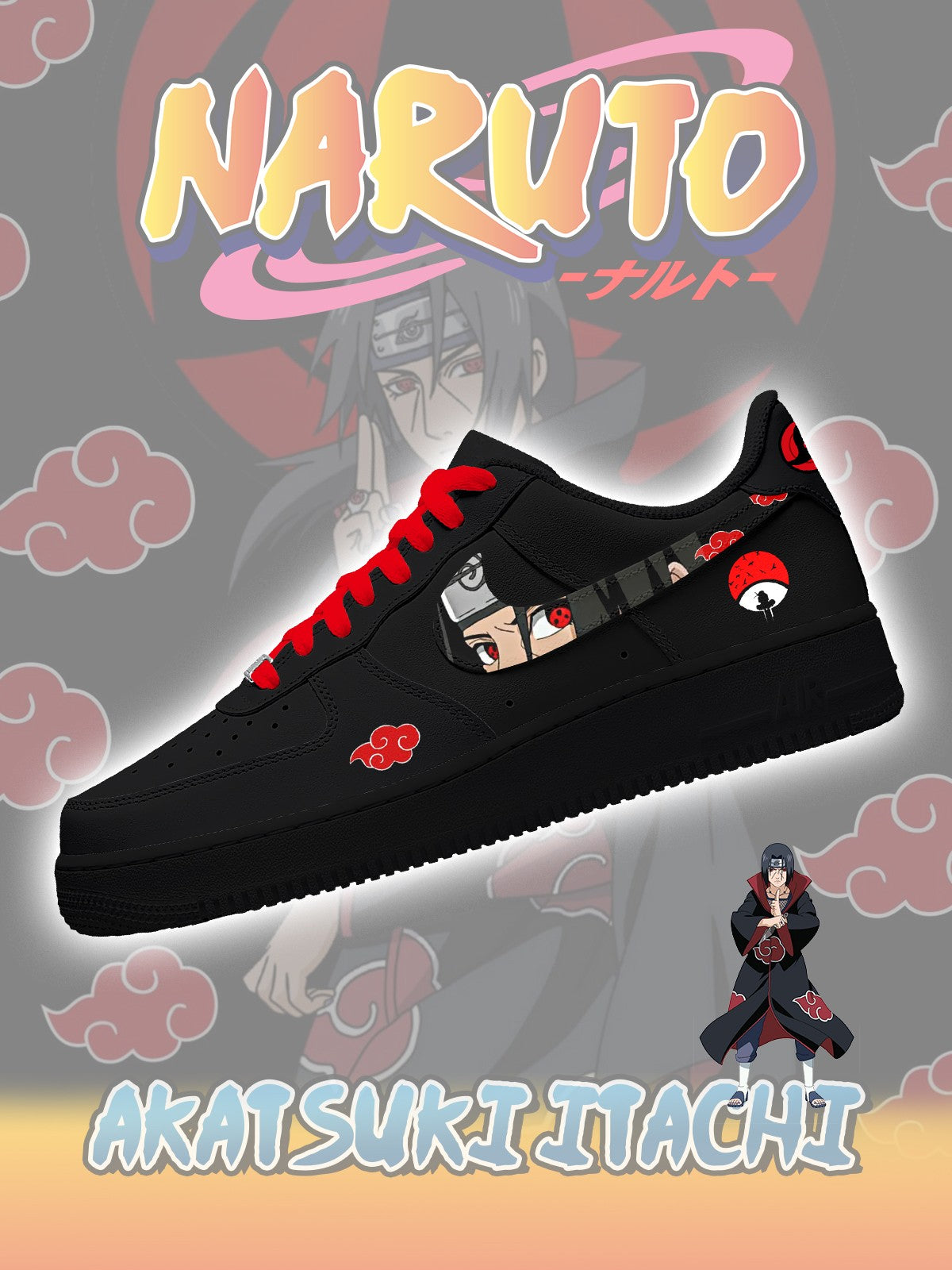 Custom Printed Akatsuki Itachi Uchiha No.2 Shoes
