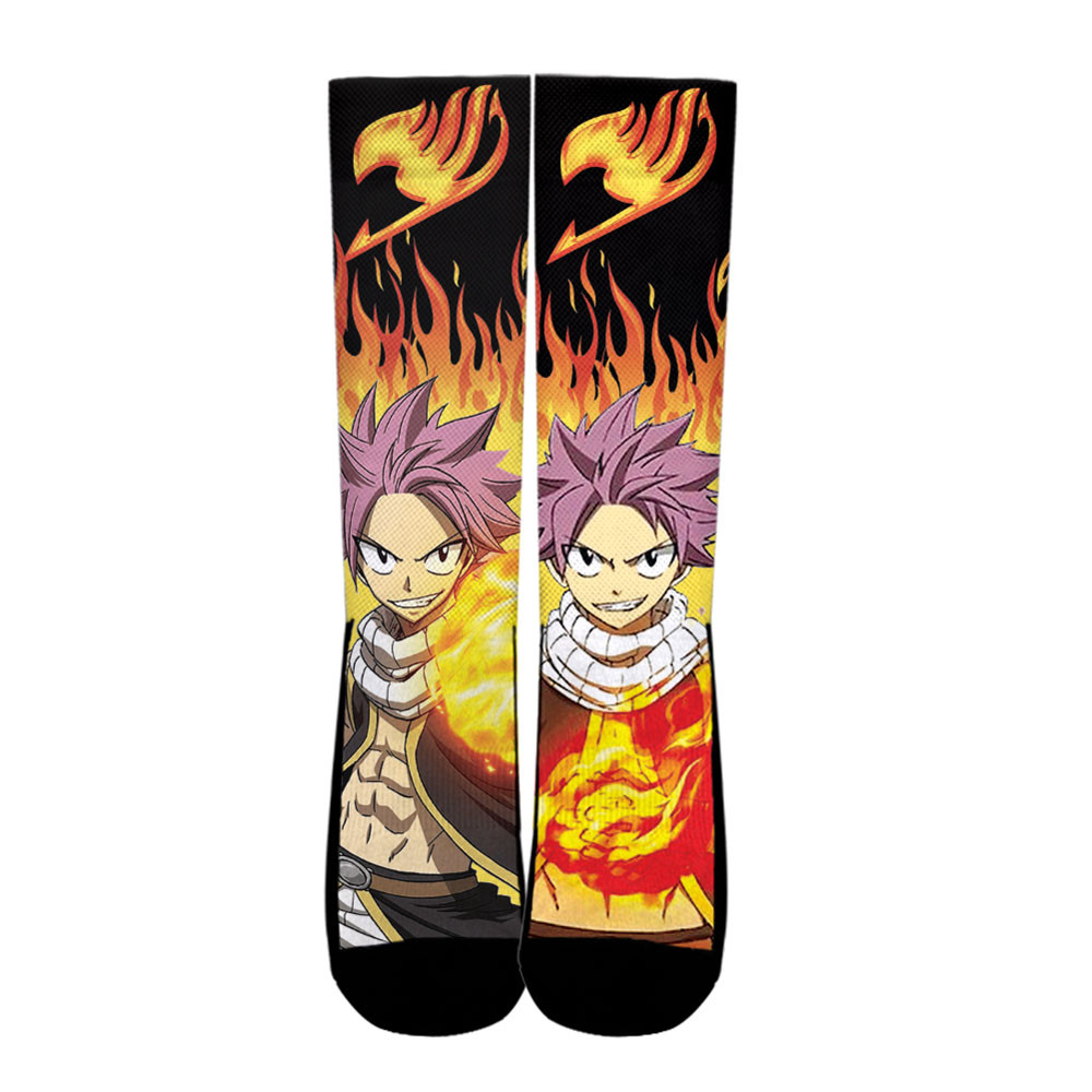 Natsu Dragneel Socks Fairy Tail Custom Anime Socks Flames Style